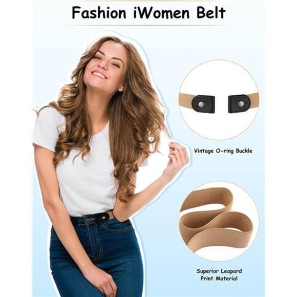 4 Pieces No Buckle Stretch Belt Adjustable Belt Invisible Elastic Belt main image 5